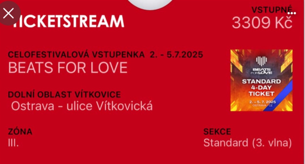 Prodám 4denní vstupenku na B4L