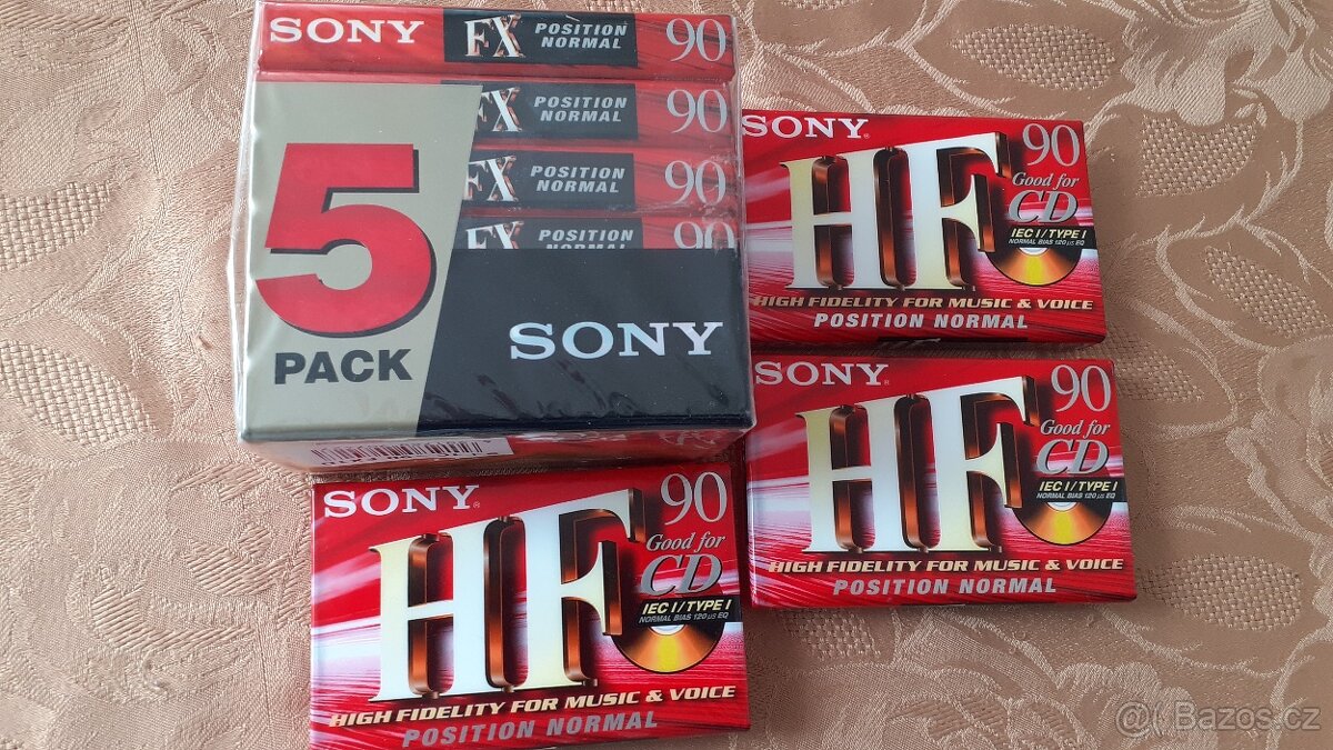 Magnetofonové kazety zn. Sony originál zabalené - 9 ks