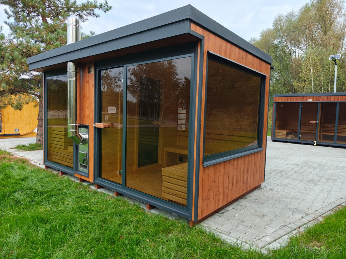 Finská venkovní sauna-Saunový domek s odpočívárnou