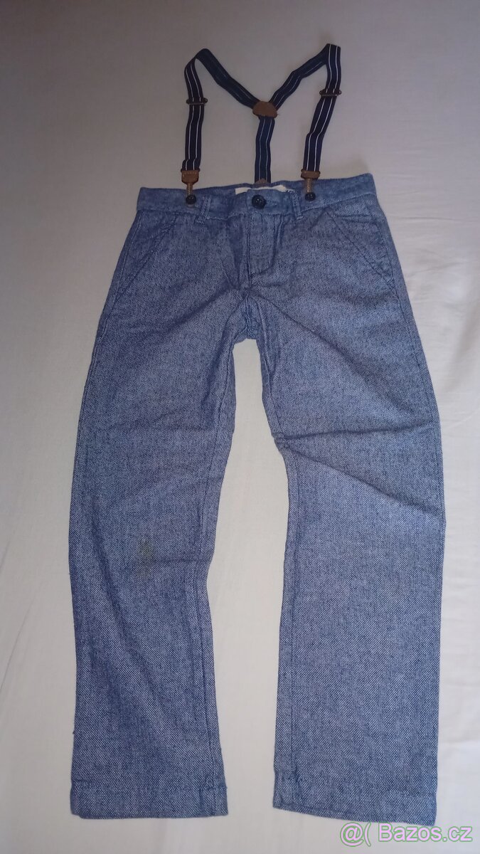 Frajerské teplejší kalhoty s kšandama zn H&M vel.116