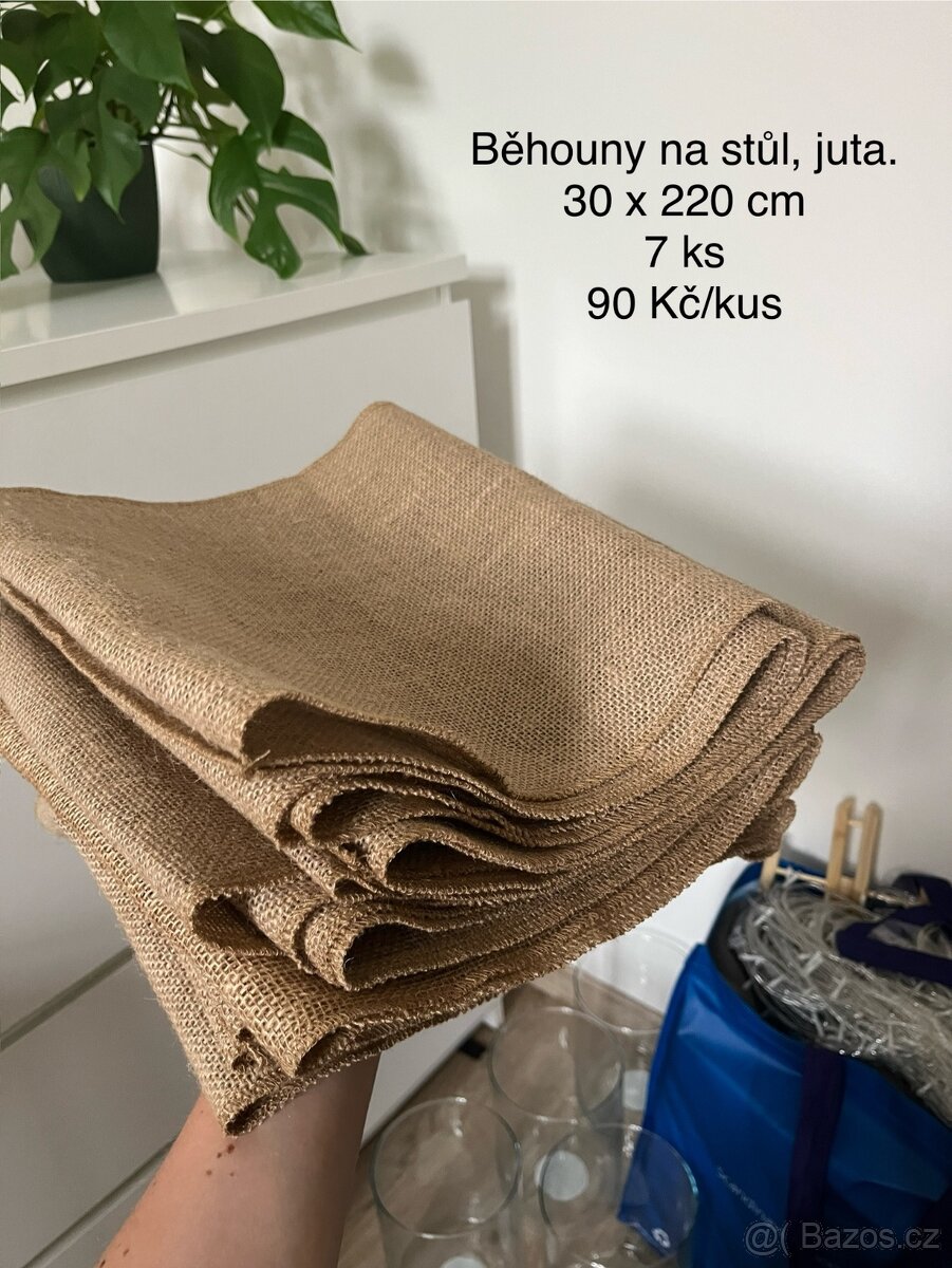 Běhouny na stůl - juta, 7ks, 30x220cm