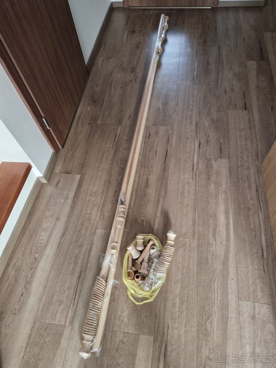 3x Garnýž - jednotyč KJU 28mm dřevěné 260cm, 260cm a 160cm