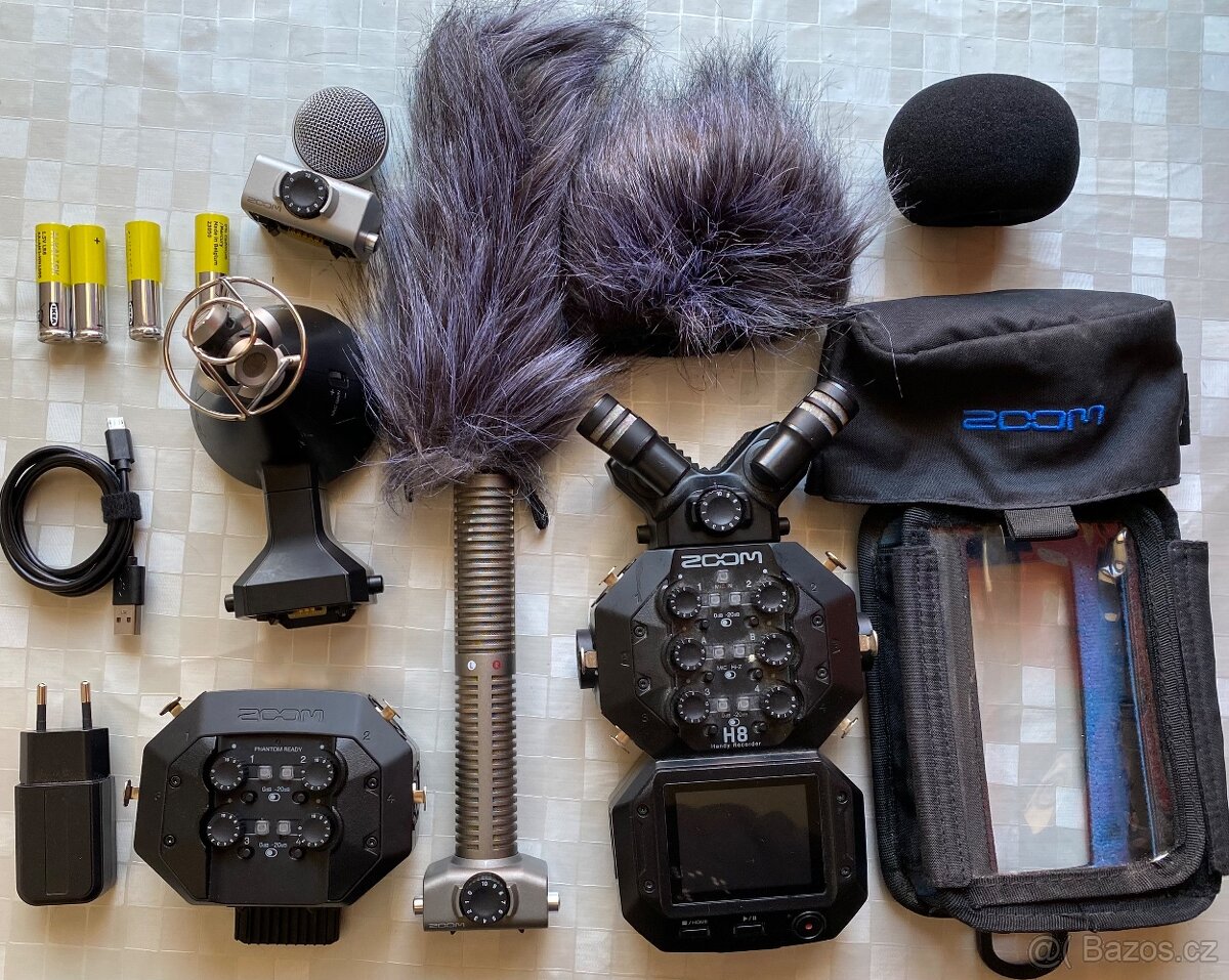 Zoom H-8, set mikrofonů a příslušenství, perfektní stav