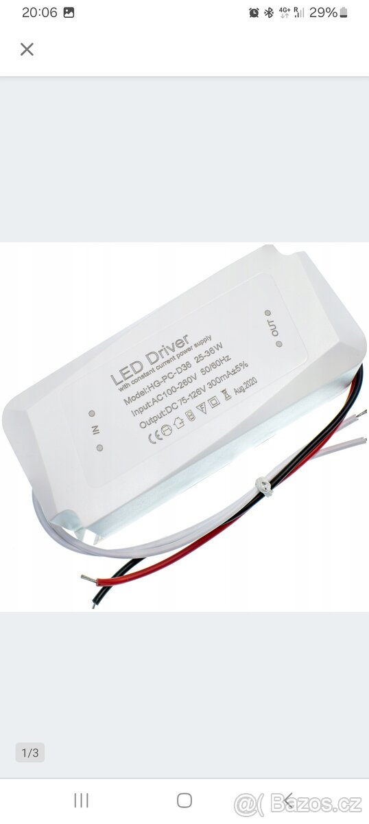 LED zdroj DRIVER stejnosměrný | 25 - 36W | 75 - 126V DC | 30