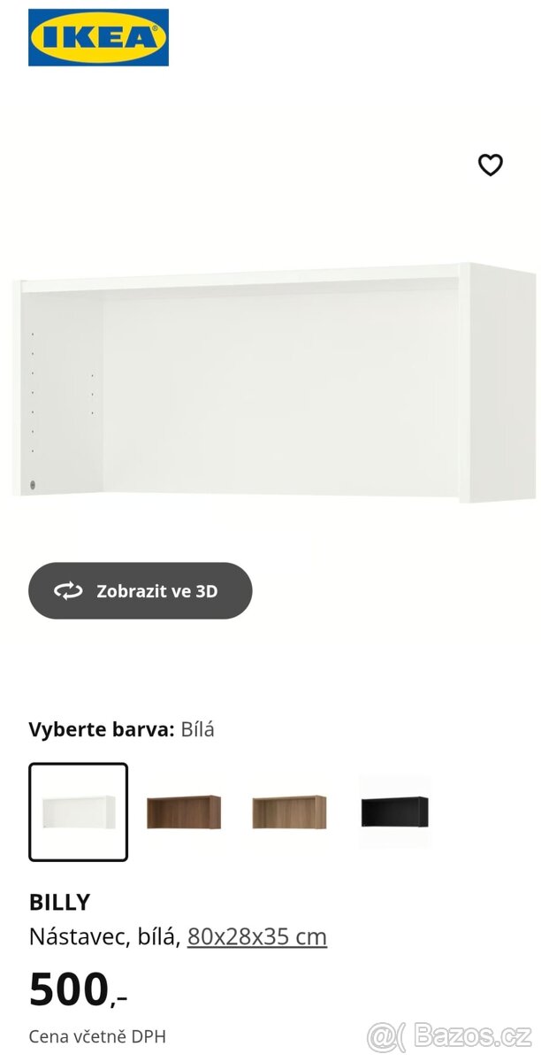 IKEA nástavec ke knihovně BILLY 2x - nové