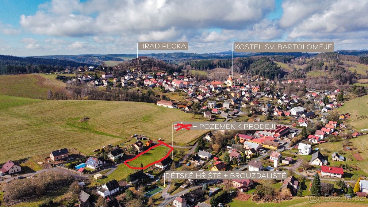 Prodej stavebního pozemku 1399 m² Pecka, okresu Jičín