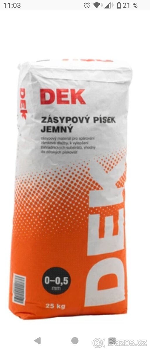 Prodám zasypový písek na spárování zámkové dlažby