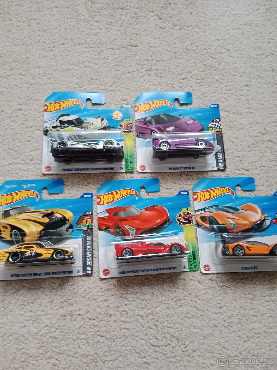 Hot wheels Bugatti, Peugeot, Aston, Cadillac