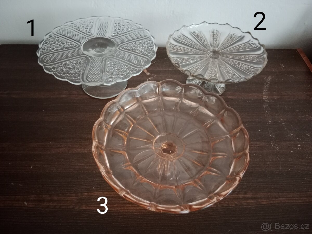 Skleněný mix táce, mís a podnosů