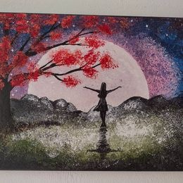 Obraz ručně malovaný, akryl barvy, Žena a svoboda