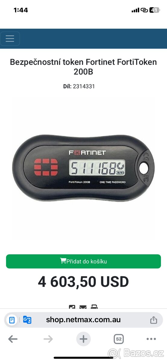 Bezpečnostní token Fortinet FortiToken 200B