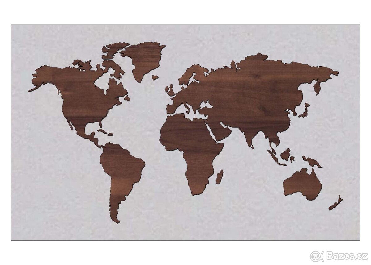 Nová dřevěná mapa světa - 120x60cm