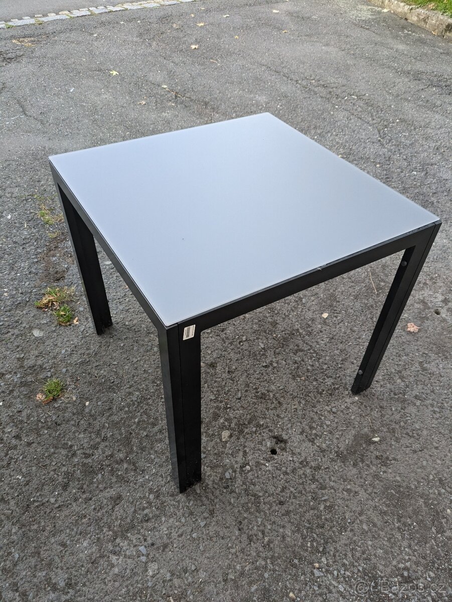 Zahradní Stůl Luna 80x80 cm nový nepoužitý hliník a sklo