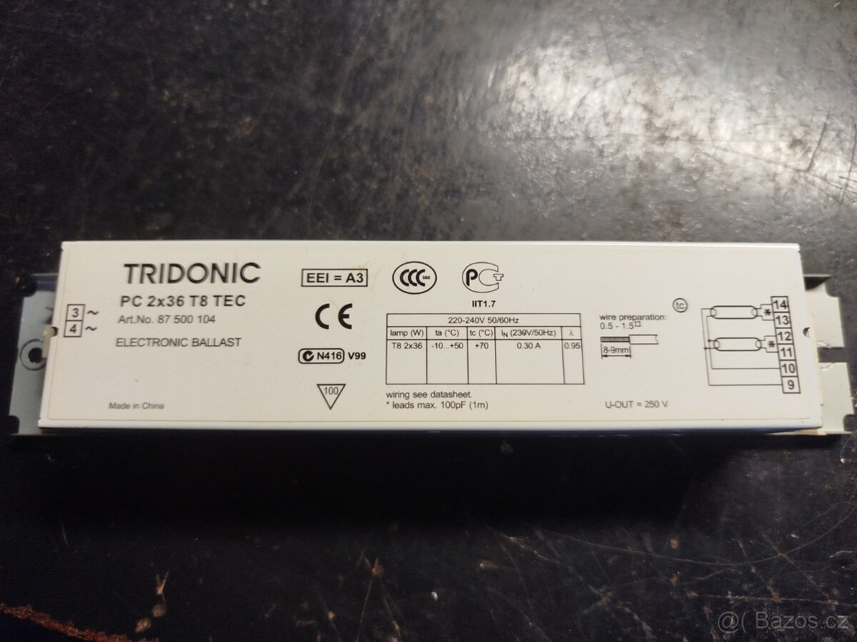 Předřadník 2x36W PC T8 el. TRIDONIC