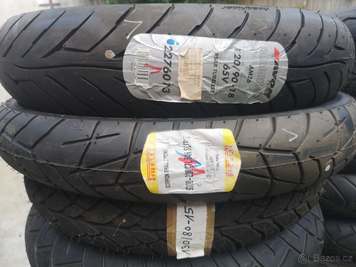 Pneu na motocykly, nové - staré dot. 400,- až 1500, -