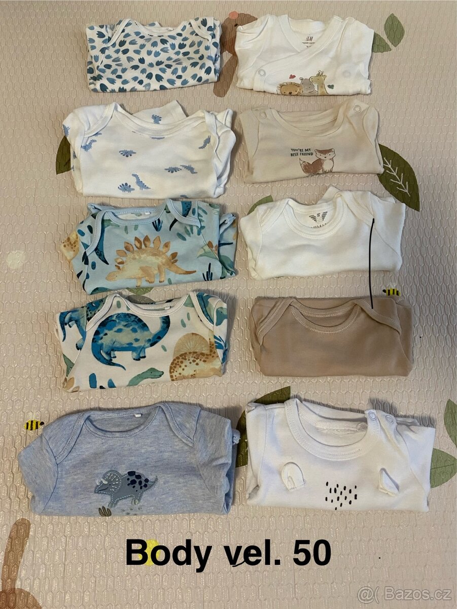 Dětské body vel. 50 a 56, 10ks + 1ks