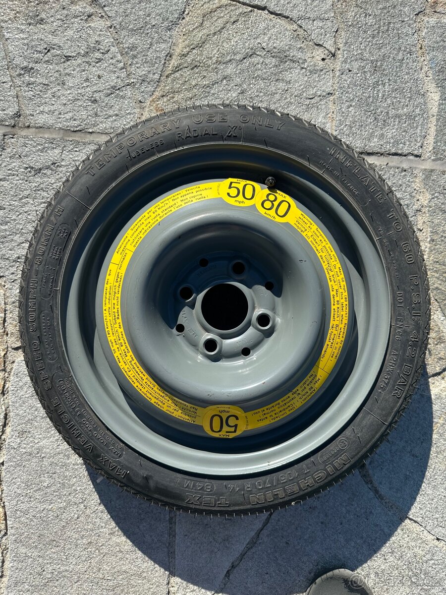Prodám dojezdové kolo Seat 105/70 R14 ET38