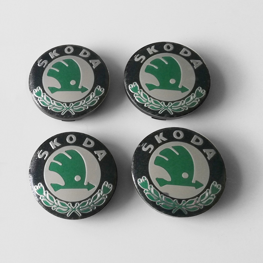 ŠKODA - zeleno-černá pokličky do středů alu. kol - 56mm