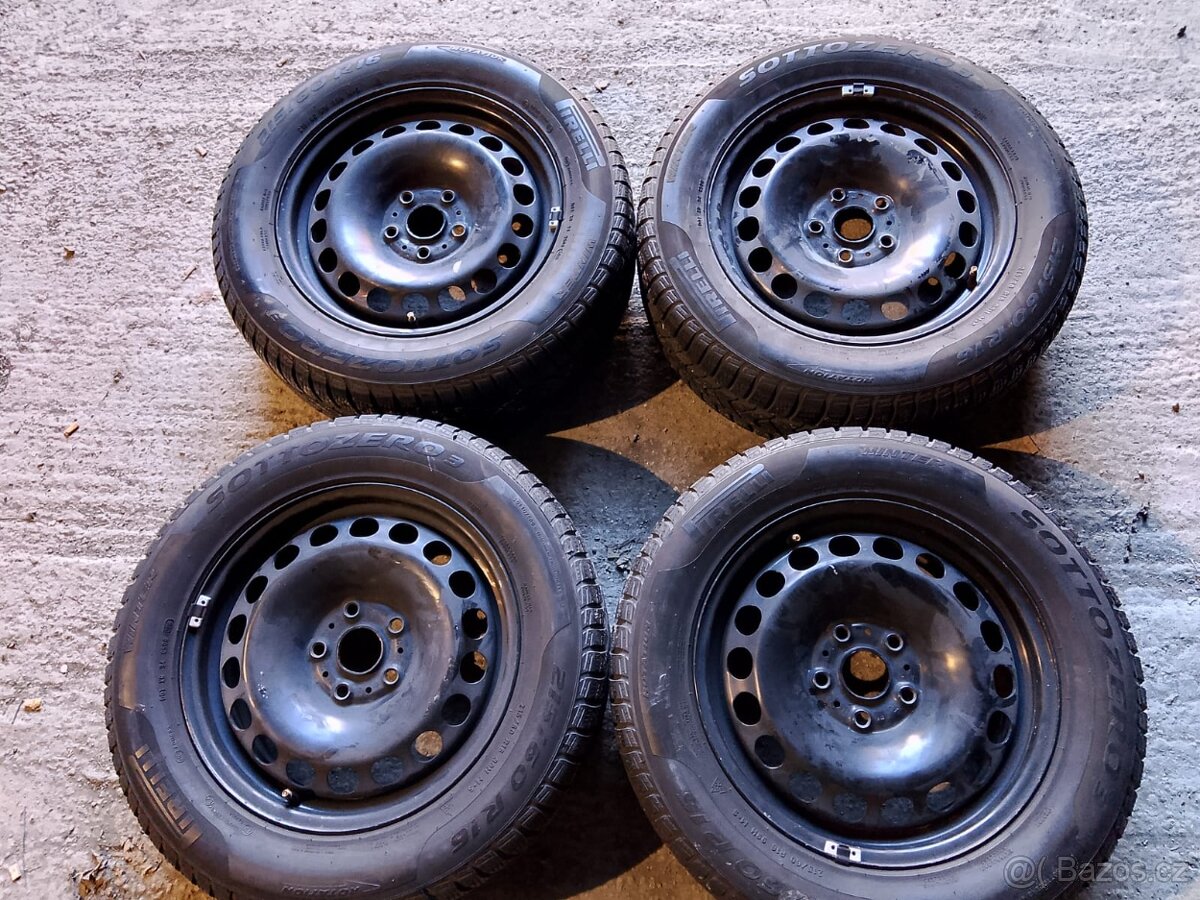 Plechové disky 6,5x16 5x112 et41 + zimní 215/60/16 Pirelli