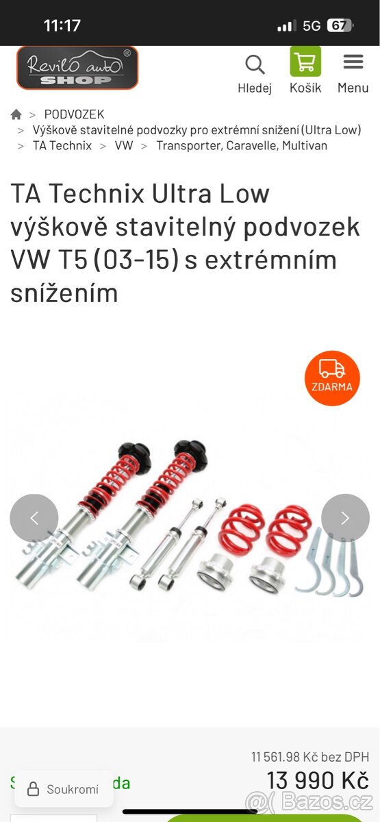 Stavitelný podvozek Vw t5