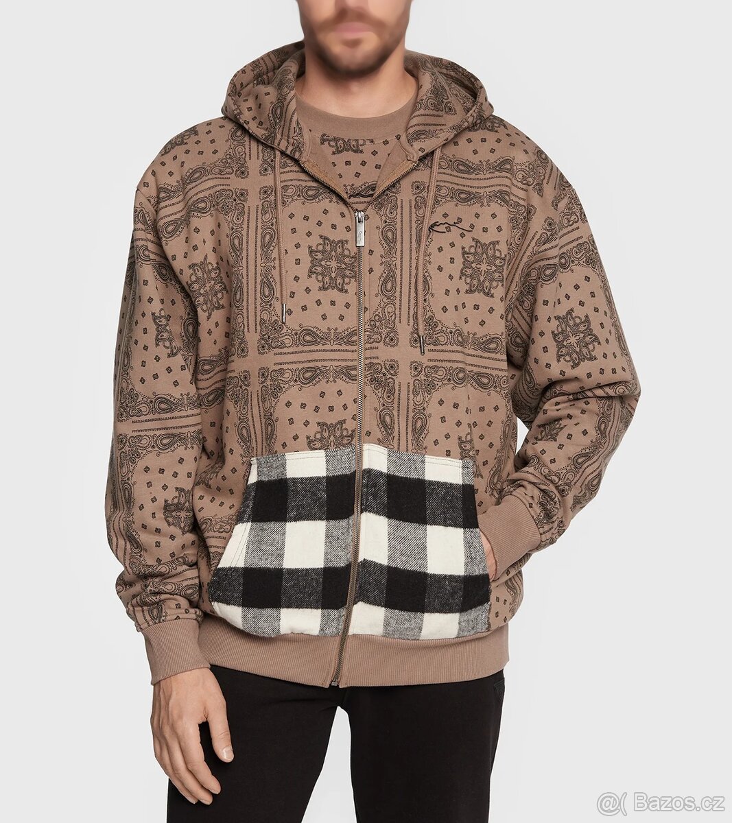 Mikina Karl Kani Patchwork Paisley Full Zip Dark Taupe L