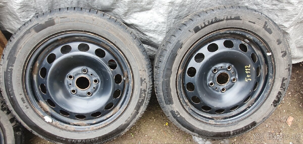 hliníková kola 5x112 zánovní pneu 7mm 196/65 R16C