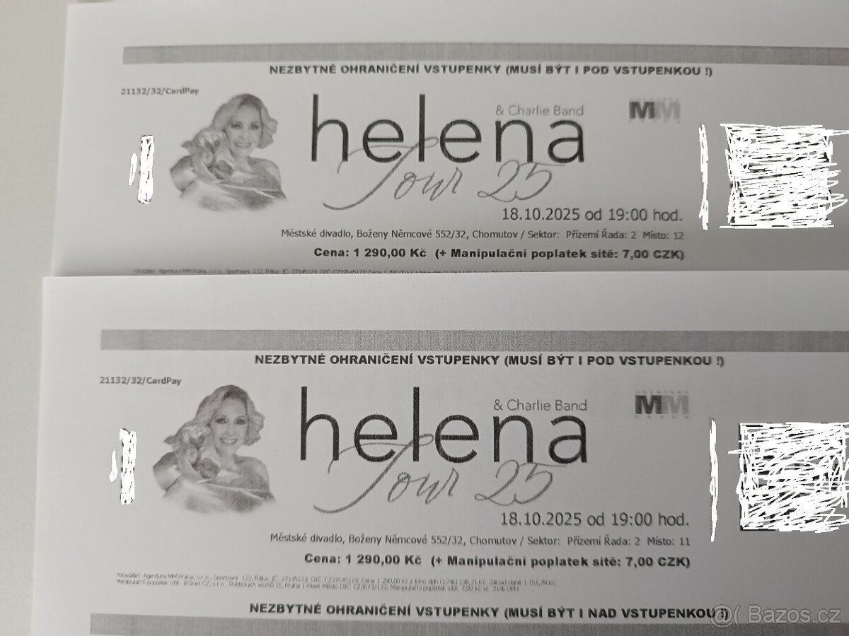 2x vstupenka na Helena Tour 25 Chomutov