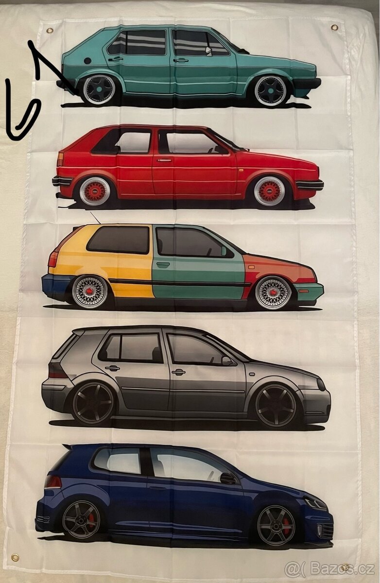 Baner - vlajka - prapor set VW Golf - 90x150 cm