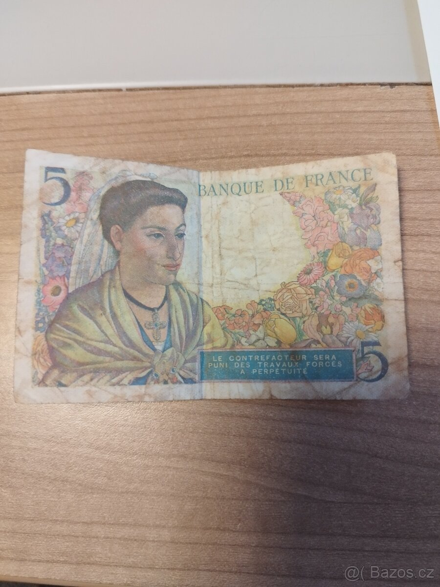 Bankovka 5 franků 1943