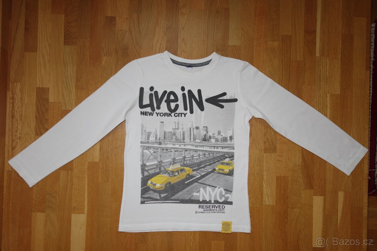 Chlapecké bílé tričko s dlouhým rukávem v.128/134