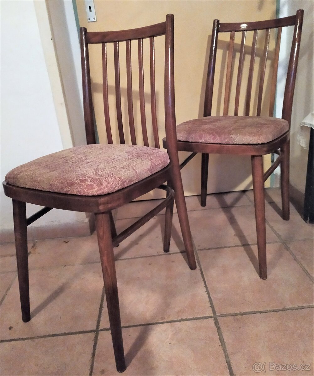 Nabízím dvě čalouněné a restaurované židle Ton