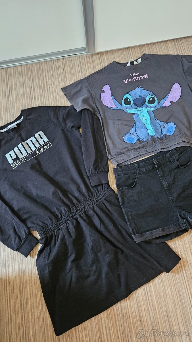 Šaty PUMA vel. 164, šortky H&M vel. 170, triko H&M