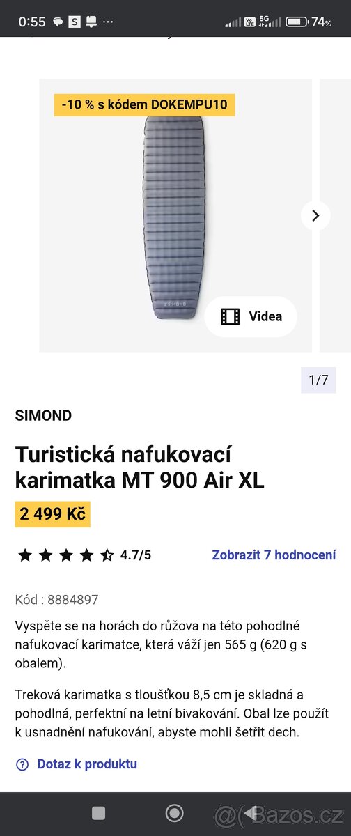 Samonafukovaci karimatka