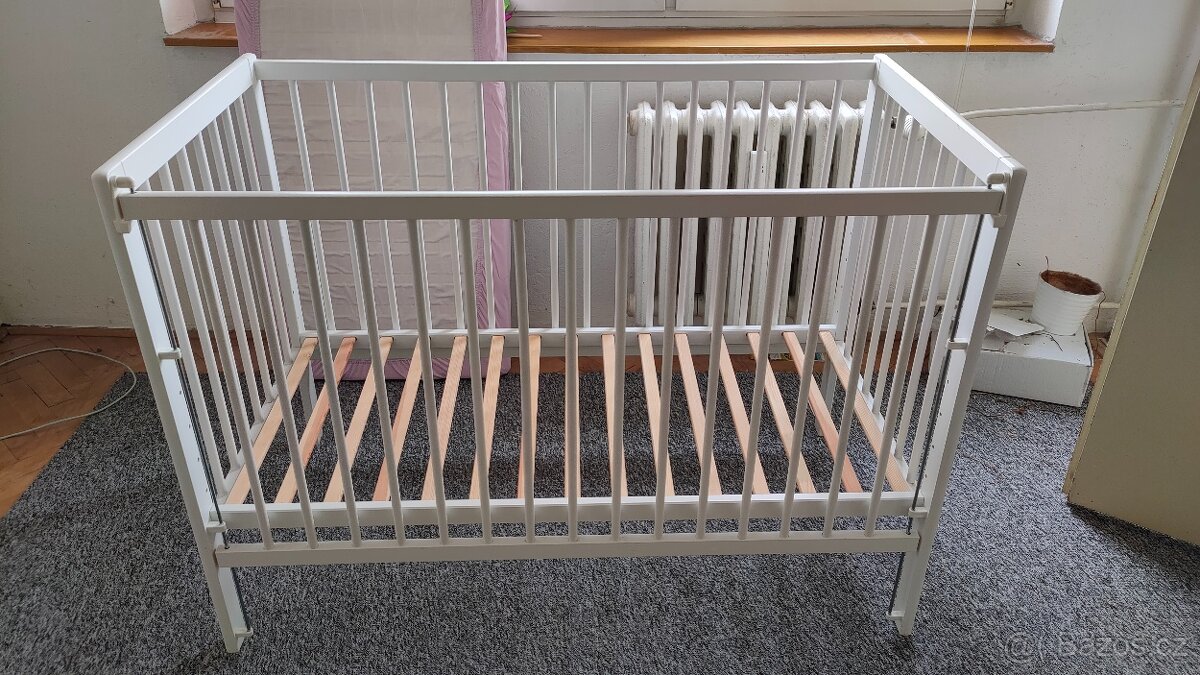 Dětská postýlka-bílá 120 x 60 cm, s matrací