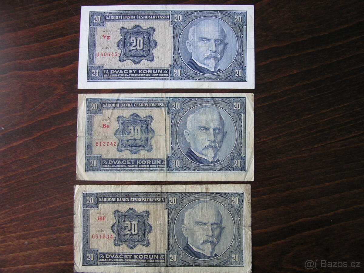 ČESKOSLOVENSKÁ BANKOVKA: 20-KORÚN-1926