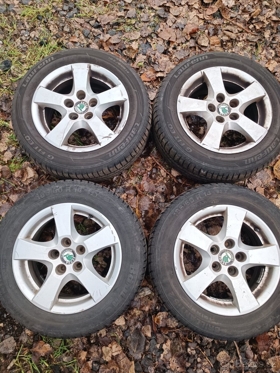 Sada ALU kol Škoda 5×100 ET43 185/60 R14