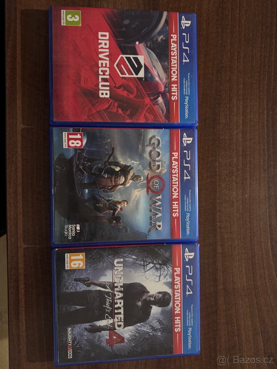 PS4 hry driveclub, god of war, uncharted 4 a thief’s end