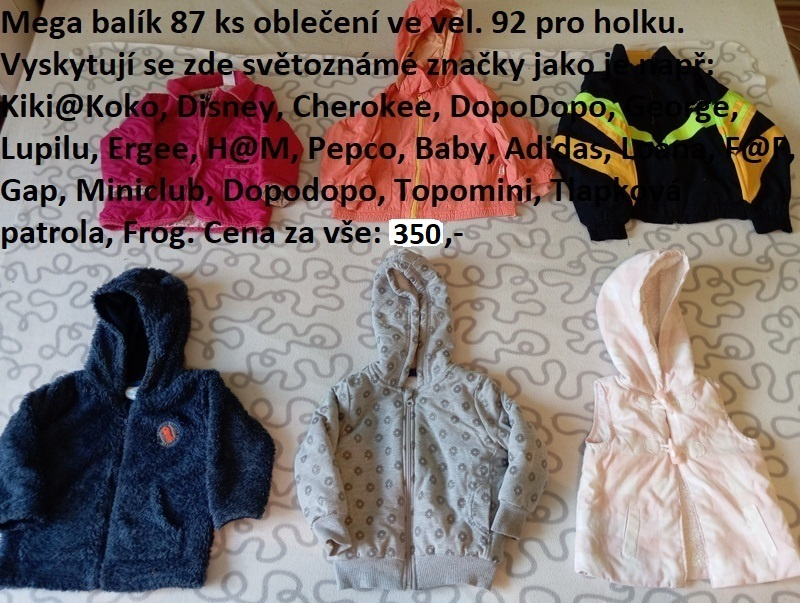MEGA BALÍK 87 KS DÍVČÍHO OBLEČENÍ VEL.92 ZA SUPER CENU 350,-