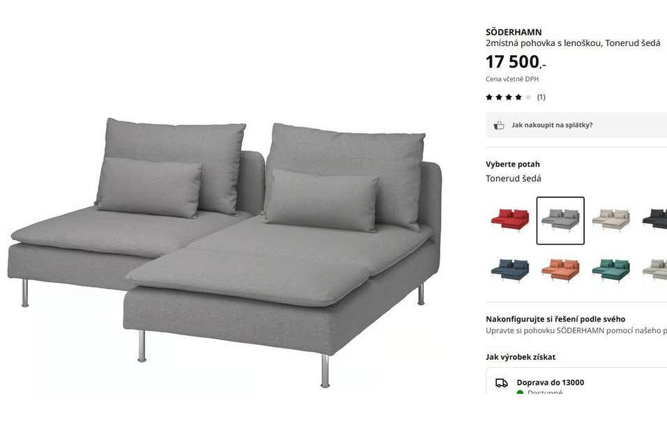 2místná pohovka s lenoškou SÖDERHAMN / IKEA