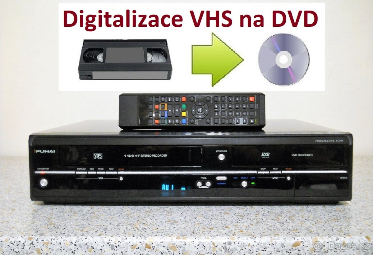 COMBO FUNAI WD6D-4413DB - Záznam z VHS na DVD