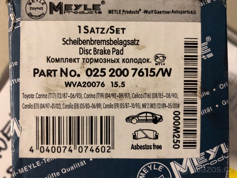 Sada brzdovych desticek - Toyota