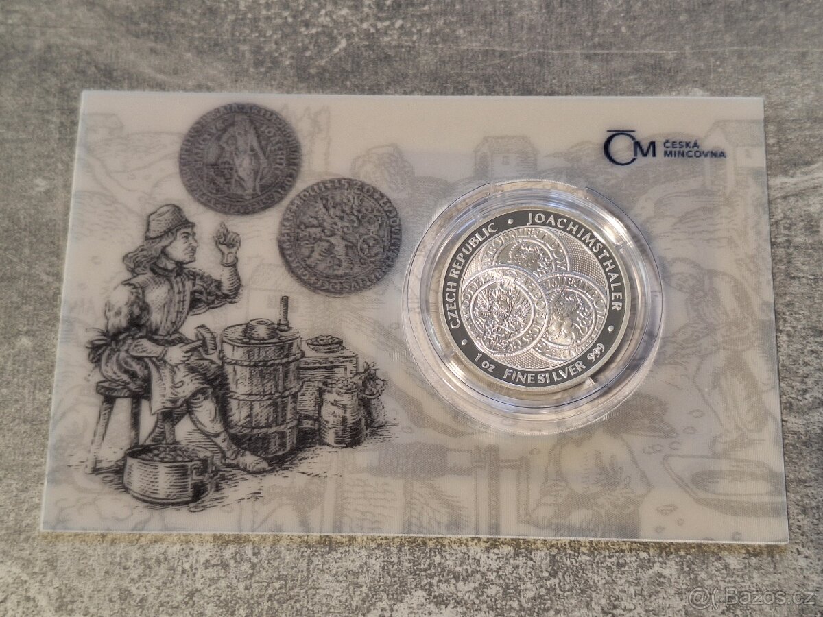 Stříbrná uncová investiční mince Tolar-Česká republika 2023