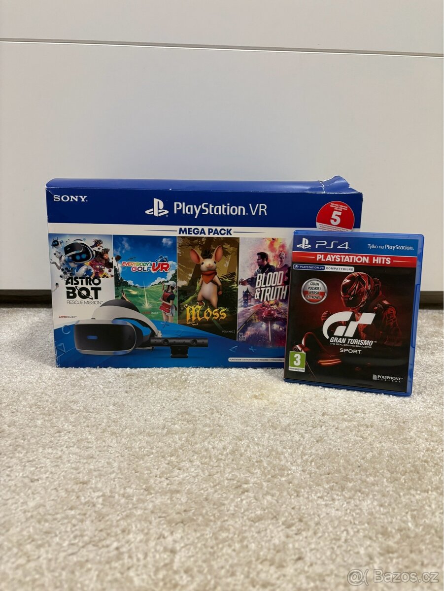 PlayStation vr + 2x move + ps5 adaptér + Gran turismo sport