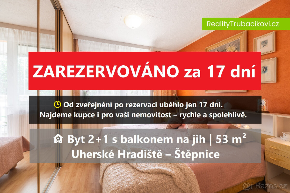 ✅ REZERVOVÁNO ⚡ Byt 2+1 s BALKONEM | 53 m² | Uh.H – Štěpnice