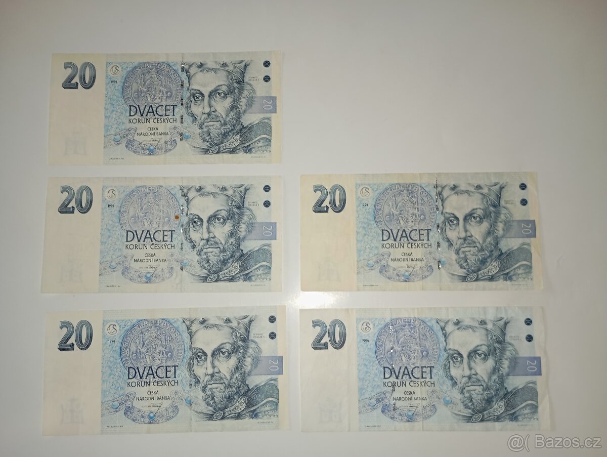 BANKOVKY 20 KČ 1994, OBĚ VYDANÉ SÉRIE