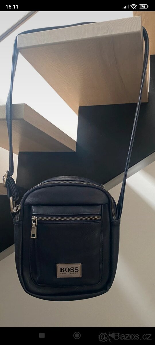 Kožená taška Hugo Boss