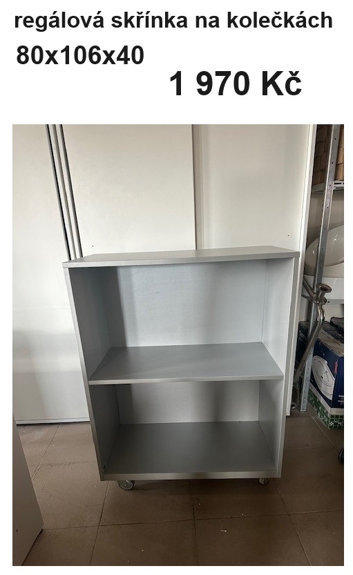 prodám šedé policové skřínky na kolečkách