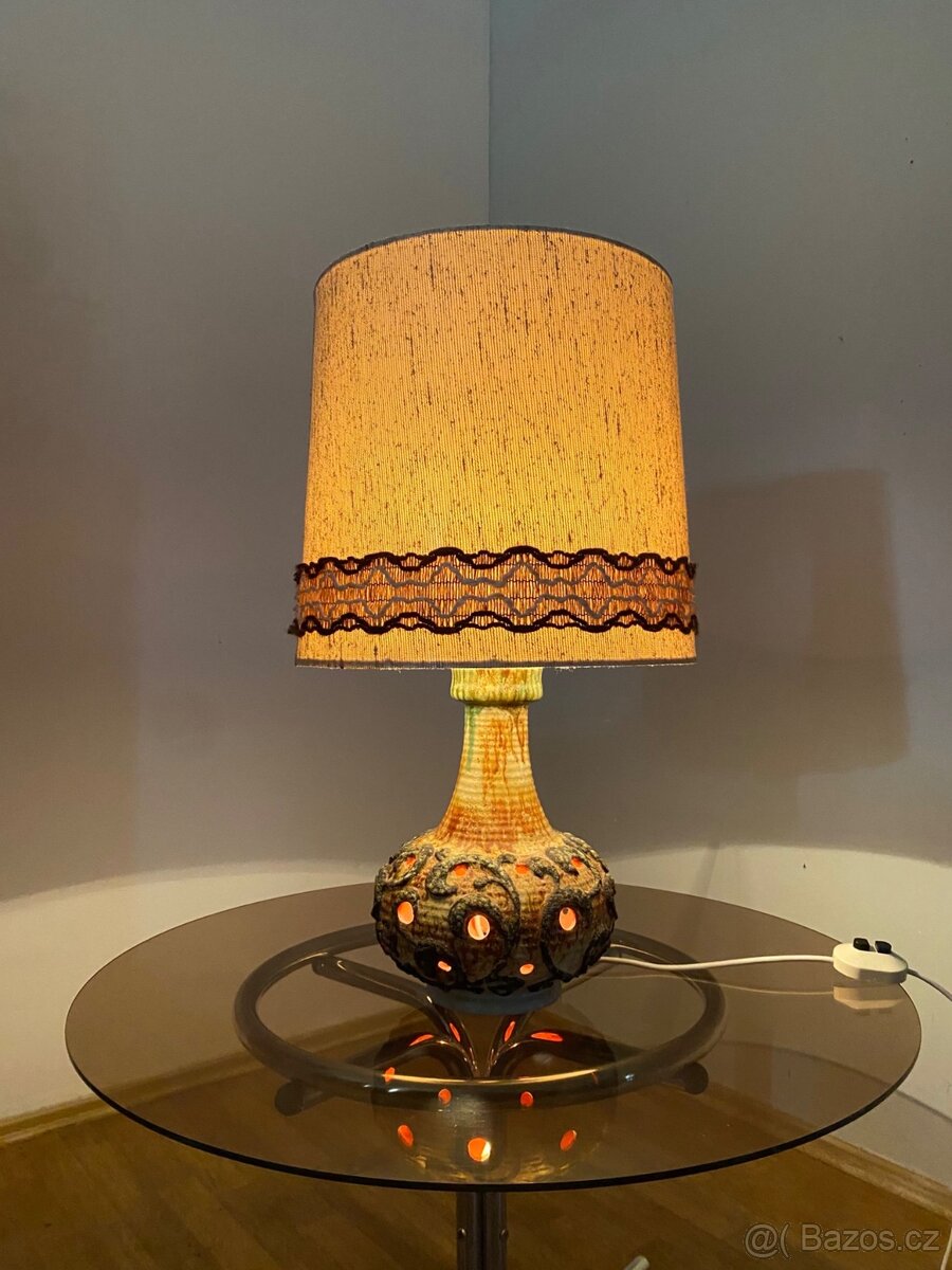 Retro velká lampa 70. léta keramika