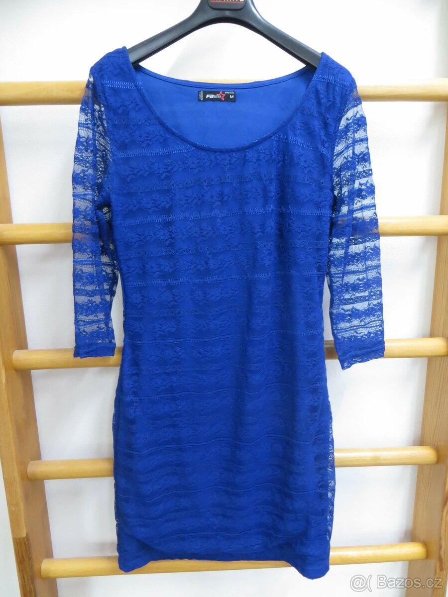 Modre krajkovane saty, vel. M