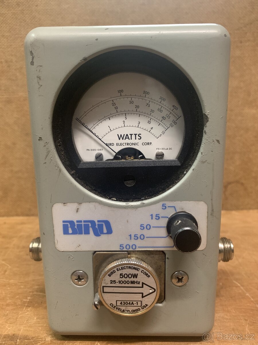 Vintage Bird Model 43 RF směrový Thruline výkonový wattmetr.